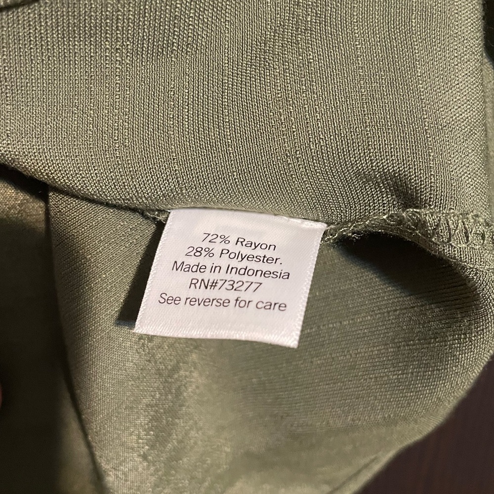 Nine West - Women’s Olive Green Button-Up Tie Front Blouse - Picture 3 of 4